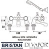 Bristan Club Pillar Bath Shower Mixer Tap Dimensions